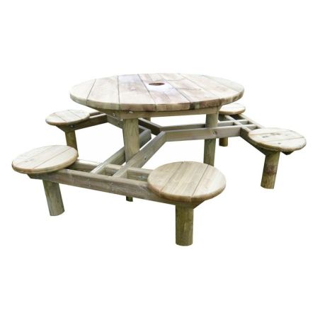 Table de pique-nique ronde en bois Gênes