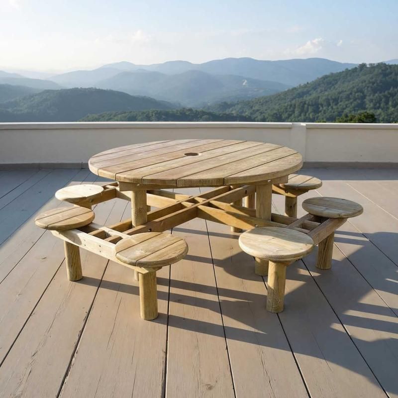 Table de pique-nique ronde en bois Gênes