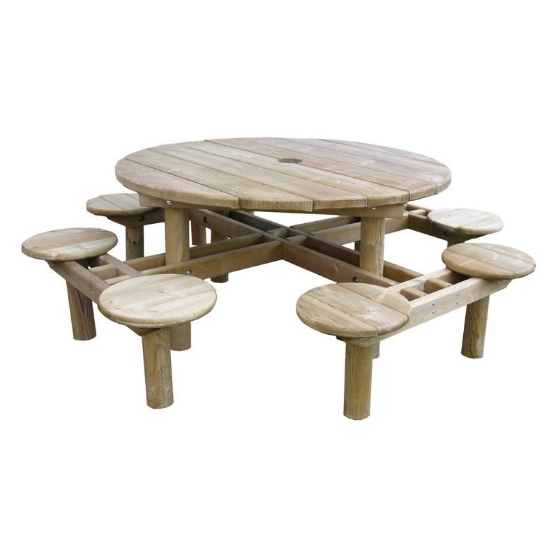 Table de pique-nique ronde en bois Gênes