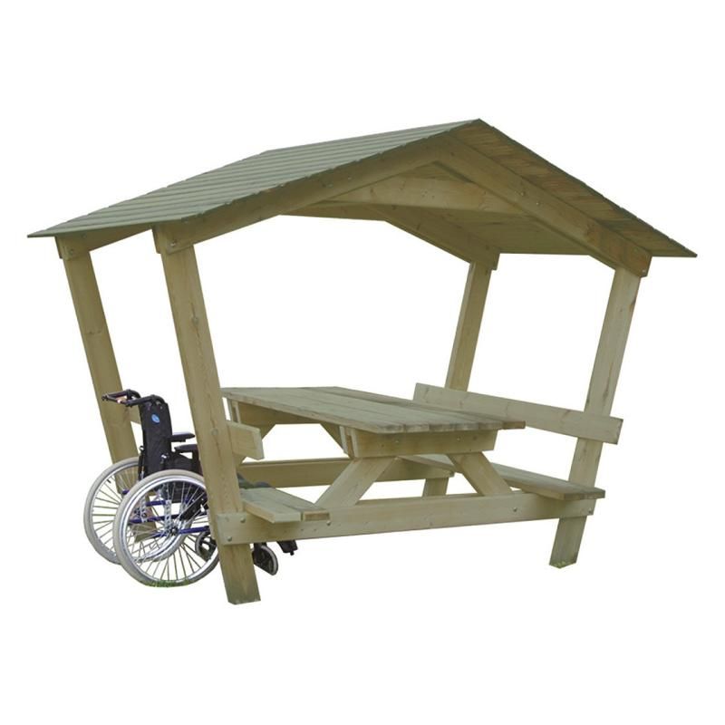 Table de pique-nique Turin avec toit en bois