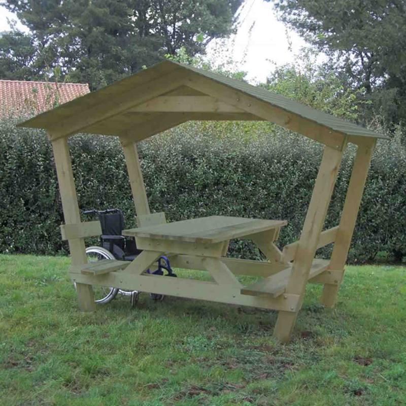 Table de pique-nique Turin avec toit en bois