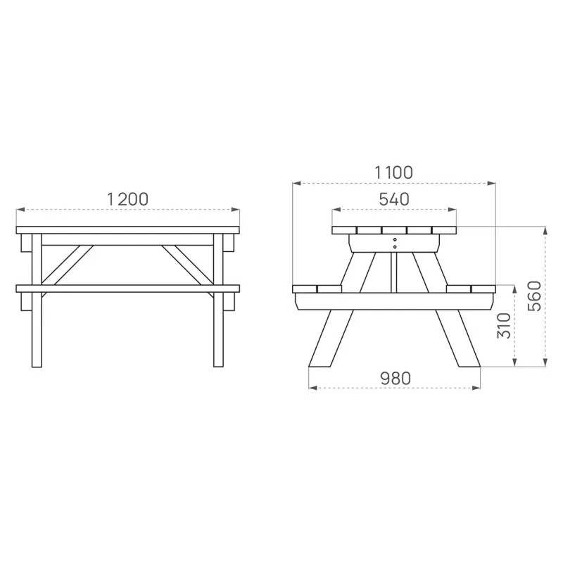 Table de pique-nique en bois pour enfants Turin Eco