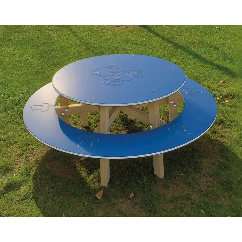 Table de pique-nique bleue ourson pour enfants en PEHD Rome