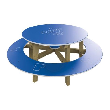 Table de pique-nique bleue ourson pour enfants en PEHD Rome