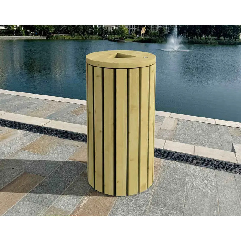Poubelle ronde en bois Genève - 110L