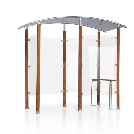 Abri fumeurs en bois exotique et polycarbonate