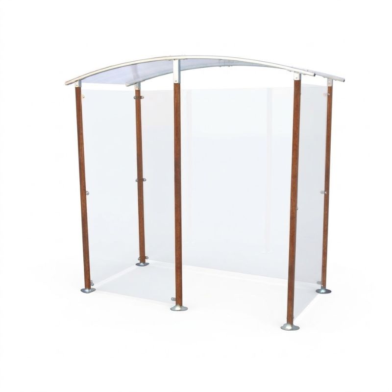 Abri fumeurs en bois exotique et polycarbonate