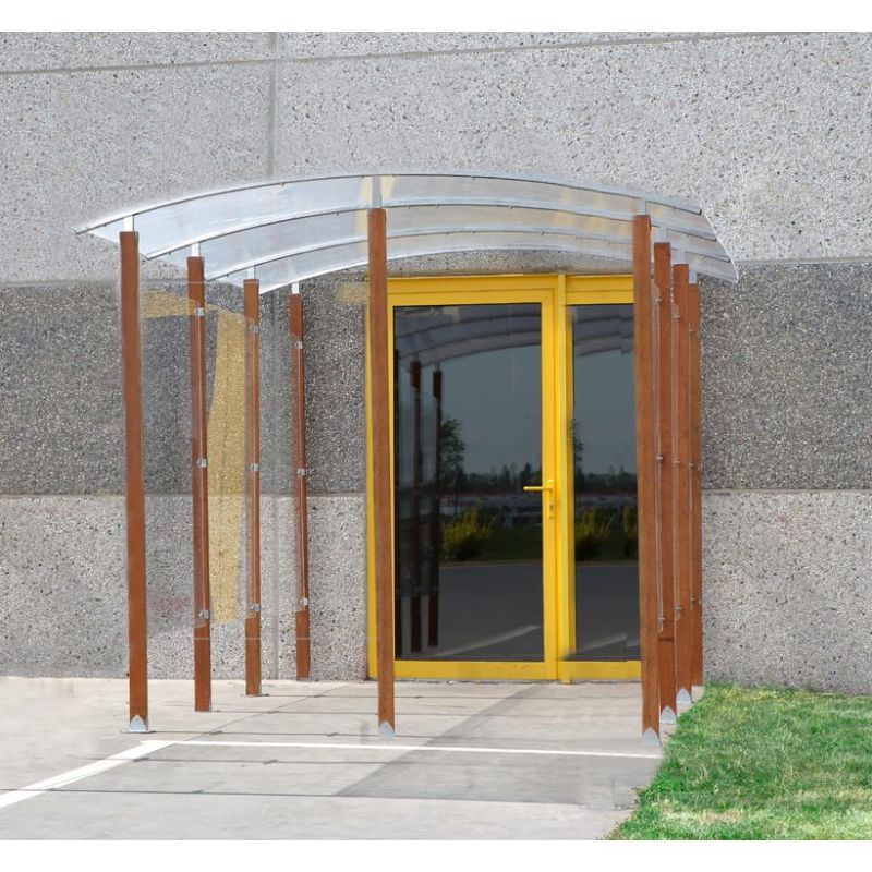 Abri fumeurs en bois exotique et polycarbonate