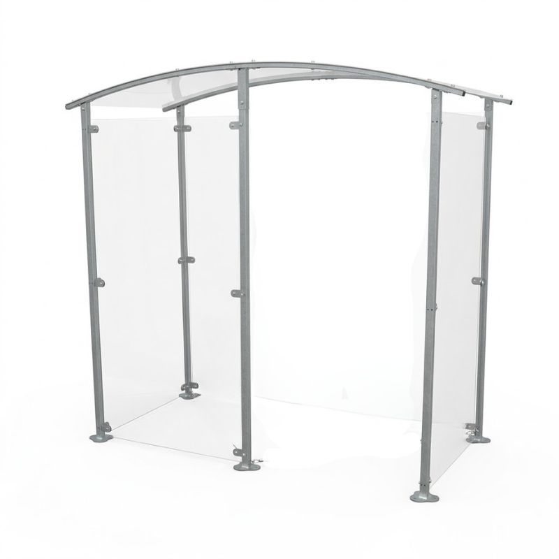 Abri fumeurs en acier zingué et polycarbonate