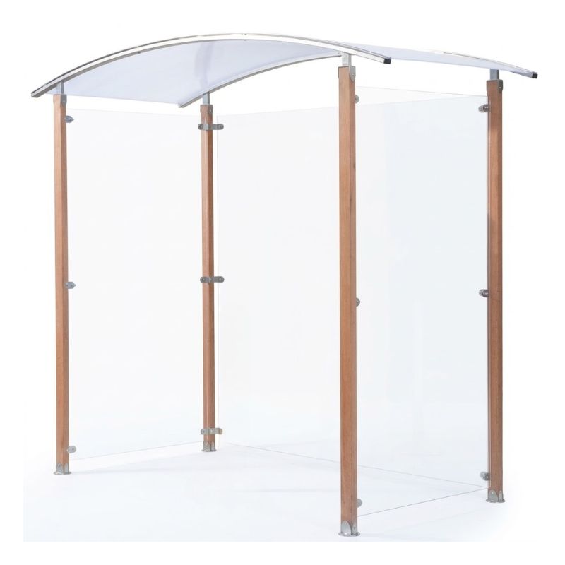 Auvent abri fumeurs mural en polycarbonate