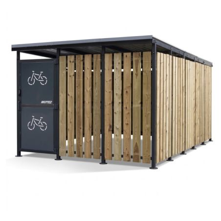 Abri vélo sécurisé tôle et bois
