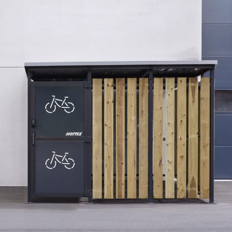 Abri vélo sécurisé tôle et bois