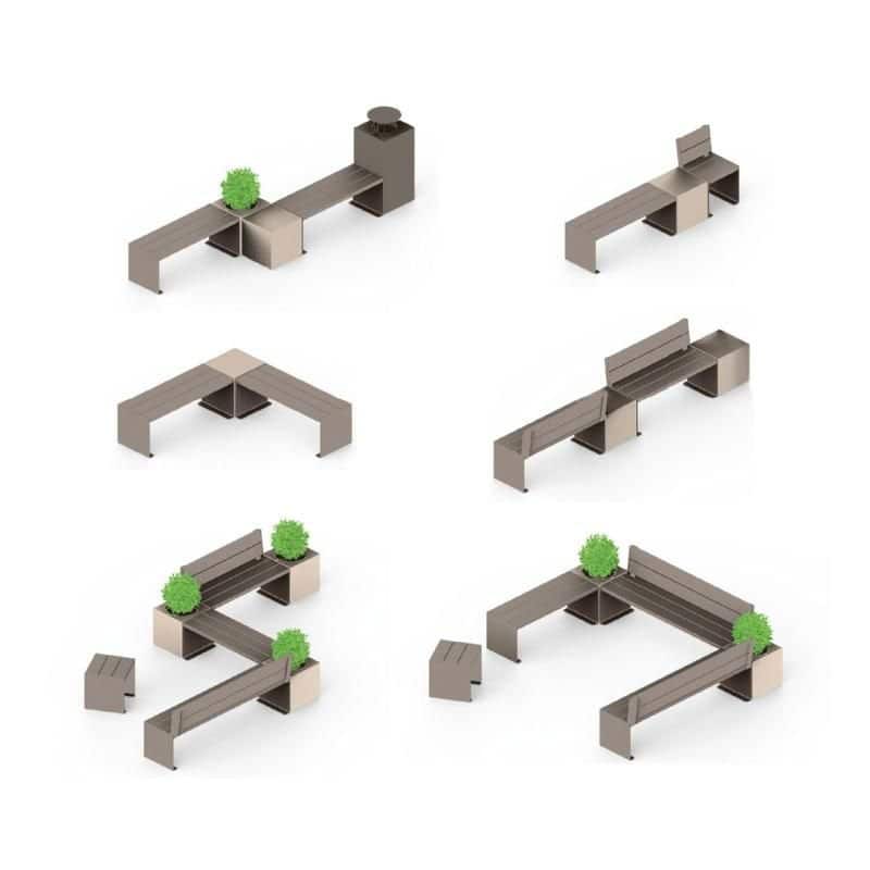 Banquette acier et bois Kub - 2 places Prossentiel