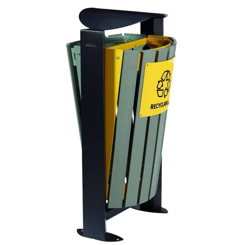 Corbeille sur pied lattes recyclées Arkea Etik -2 x 60L Prossentiel