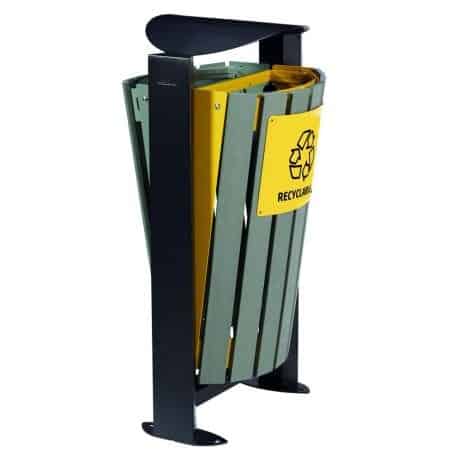 Corbeille sur pied lattes recyclées Arkea Etik -2 x 60L Prossentiel