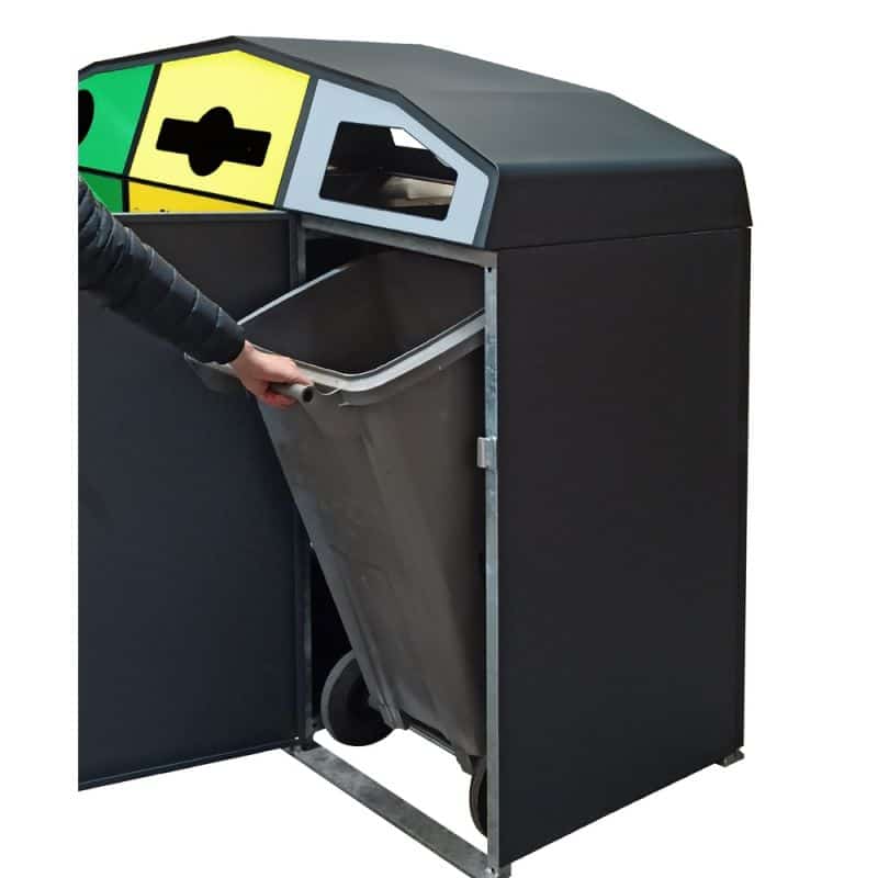 Point de tri 3 flux avec 3 bacs roulants - 120L, 240L et 340L Prossentiel