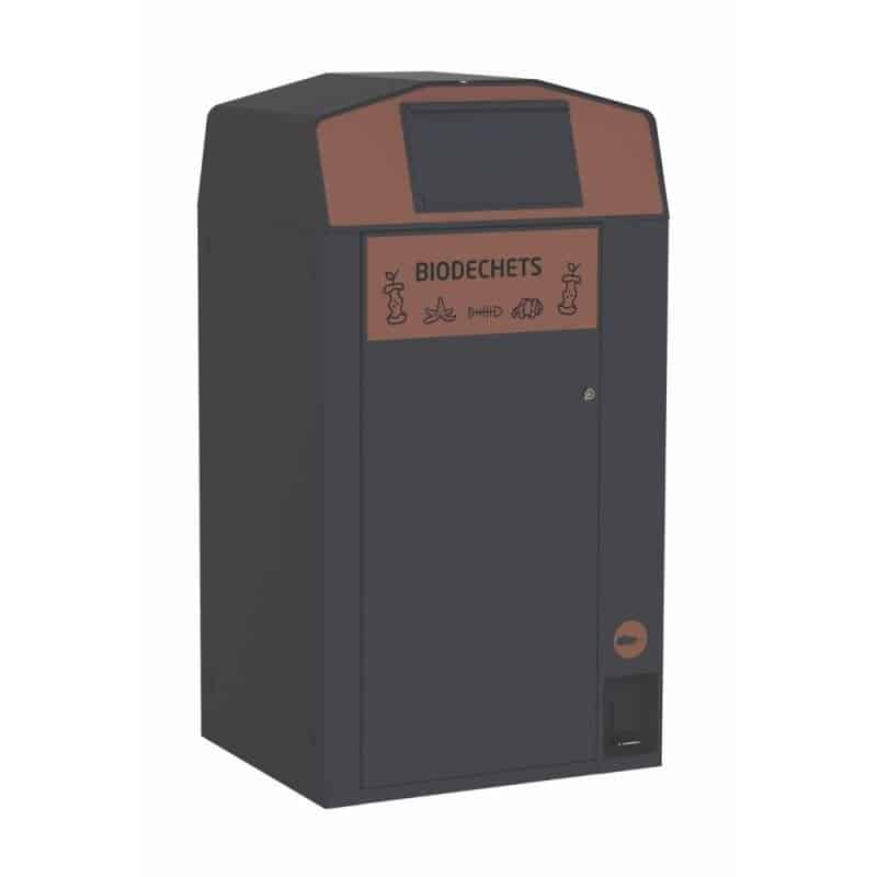 Point de tri 1 flux Biodéchets avec pédale et piège avec 1 bac roulant - 120L ou 240L Prossentiel