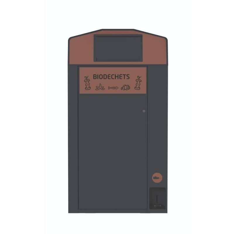 Point de tri 1 flux Biodéchets avec pédale et piège avec 1 bac roulant - 120L ou 240L Prossentiel