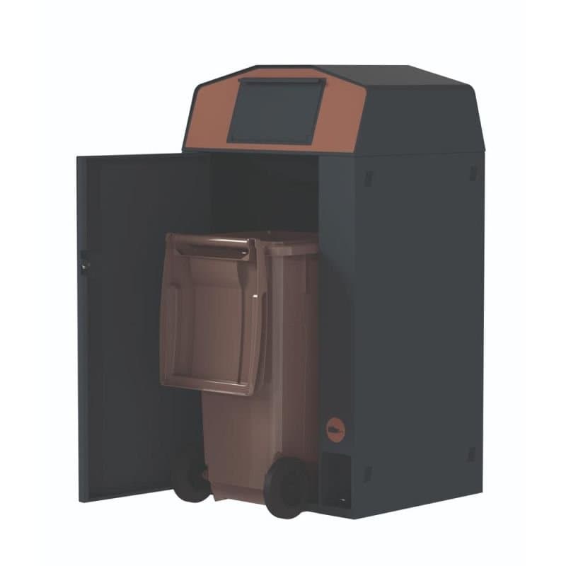 Point de tri 1 flux Biodéchets avec pédale et piège avec 1 bac roulant - 120L ou 240L Prossentiel