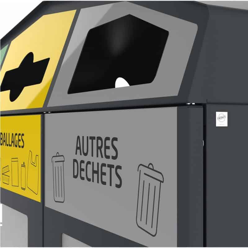 Point de tri 3 flux Vigipirate avec 3 supports de sacs - 110L Prossentiel