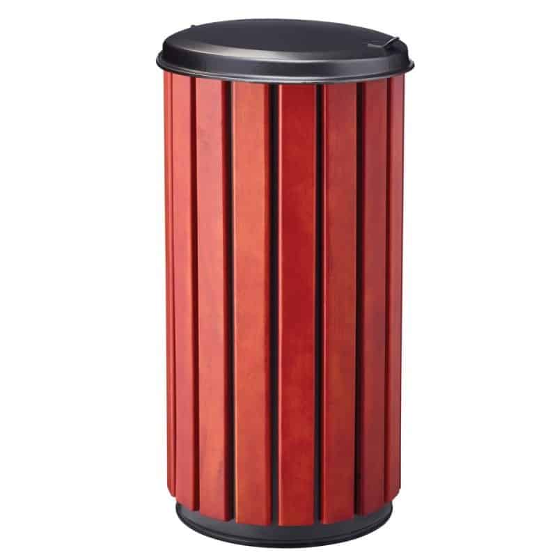 Poubelle extérieure lattes bois et acier poudré Zeno Bois Protec - 80L Prossentiel