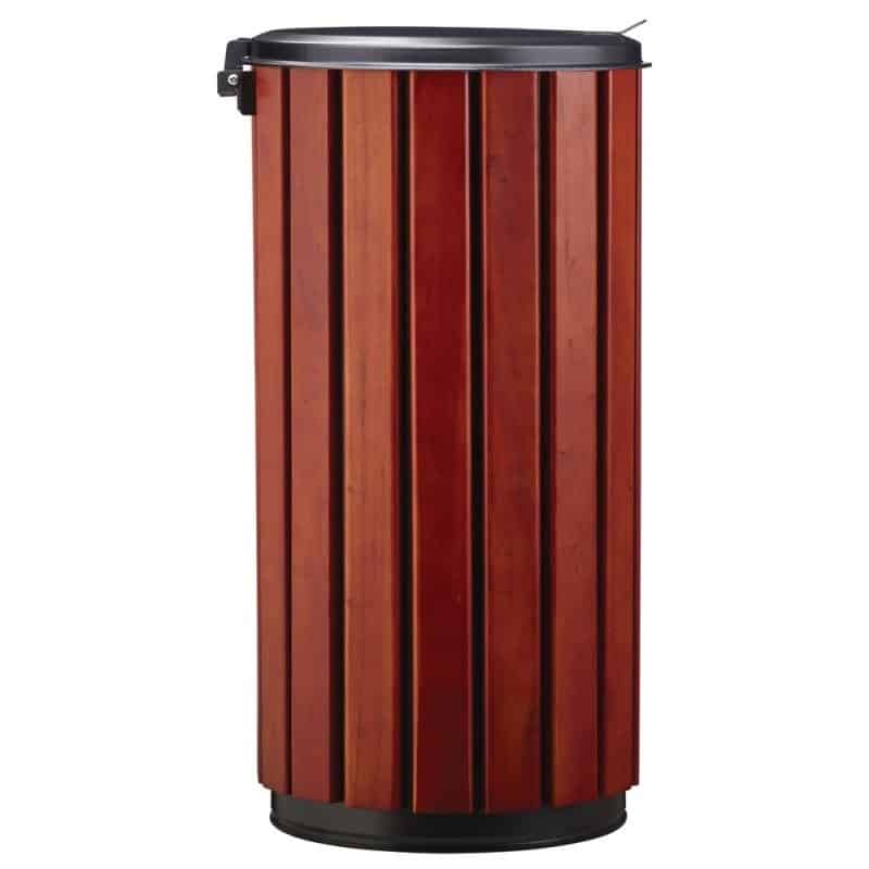 Poubelle extérieure lattes bois et acier poudré Zeno Bois Protec - 80L Prossentiel