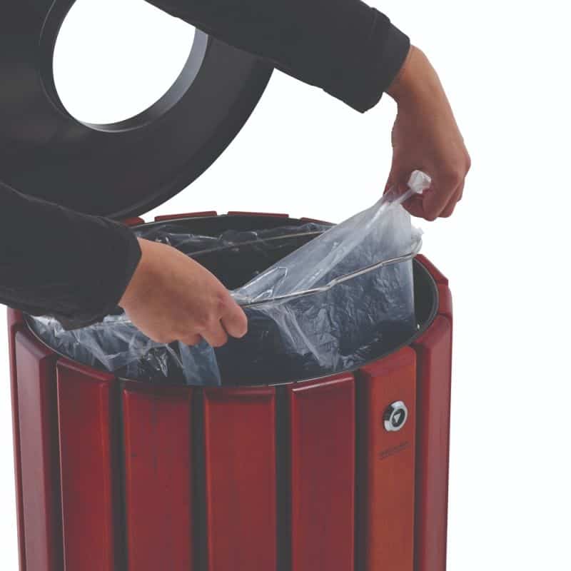 Poubelle extérieure lattes bois et acier poudré Zeno Bois Acces - 80L Prossentiel