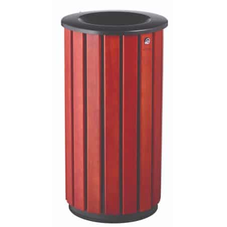 Poubelle extérieure lattes bois et acier poudré Zeno Bois Acces - 80L Prossentiel