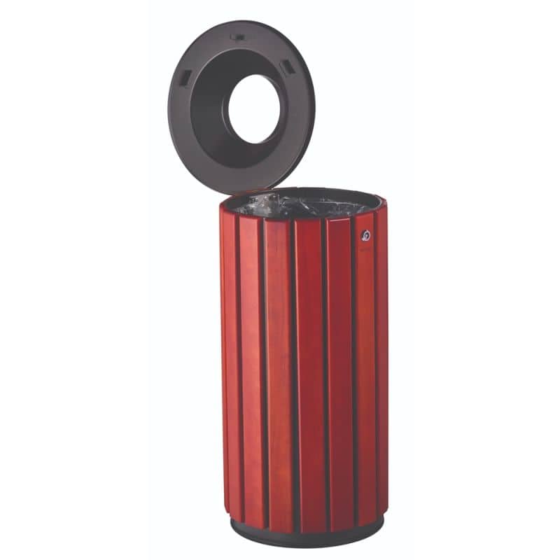 Poubelle extérieure lattes bois et acier poudré Zeno Bois Acces - 80L Prossentiel