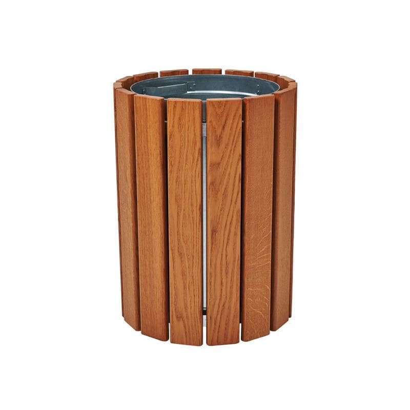 Poubelle urbaine ronde bois Cologne 60L Prossentiel
