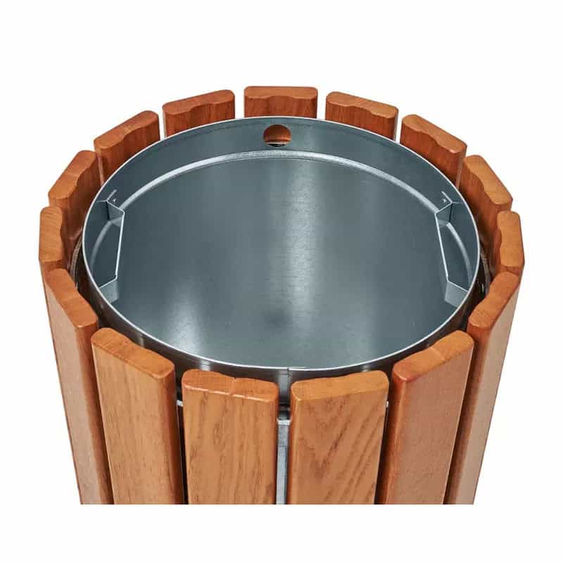 Poubelle urbaine ronde bois Cologne 60L Prossentiel
