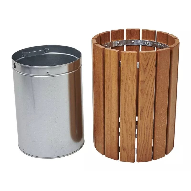 Poubelle urbaine ronde bois Cologne 60L Prossentiel