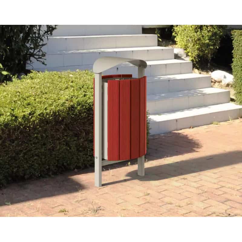 Poubelle de ville acier et bois Silaos® 50L Prossentiel