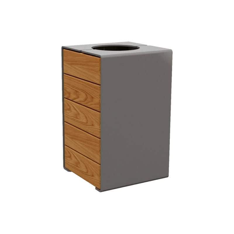 Corbeille de propreté acier et bois Kub 120L Prossentiel