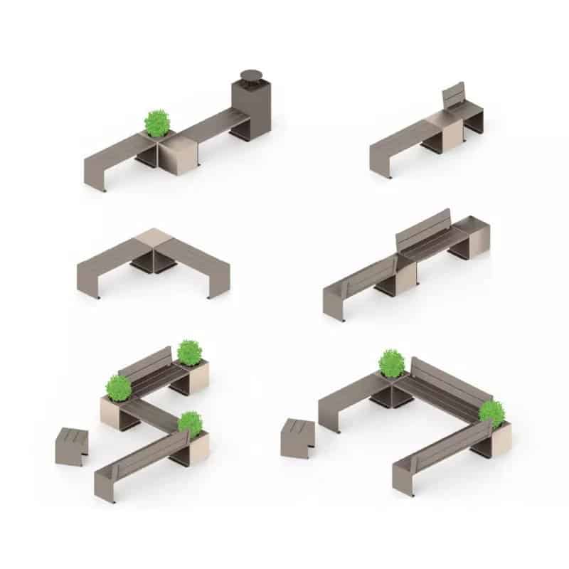 Corbeille de propreté acier et bois Kub 120L Prossentiel