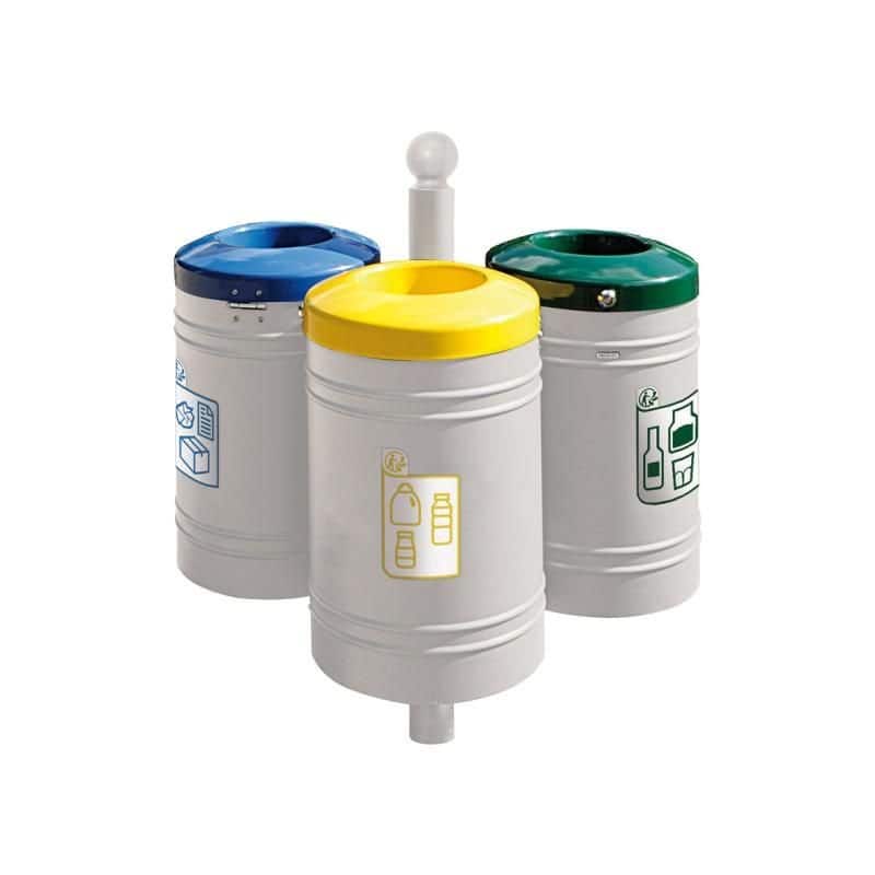 Corbeille de ville tri sélectif sur potelet Guyenne Boule 40L Prossentiel