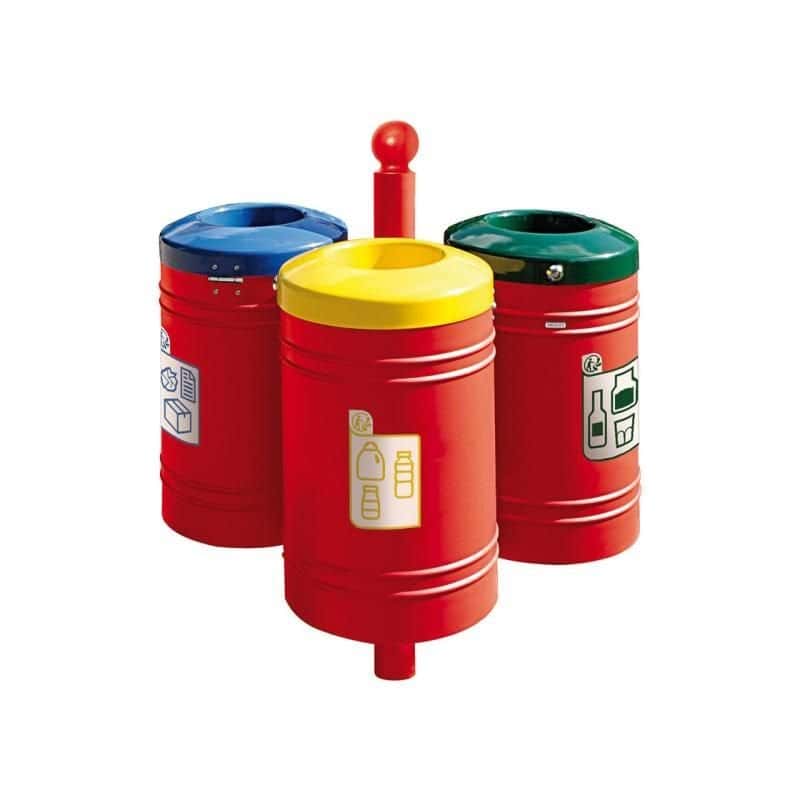 Corbeille de ville tri sélectif sur potelet Guyenne Boule 40L Prossentiel