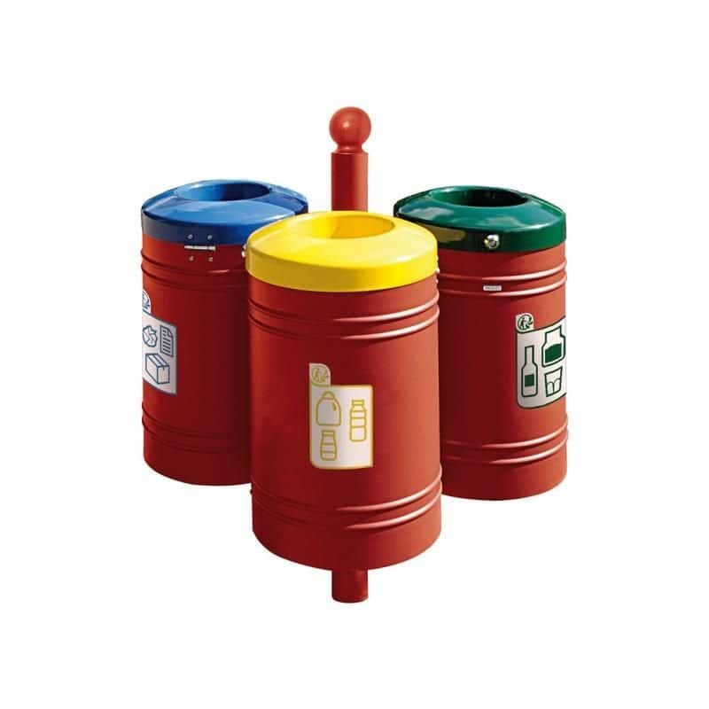 Corbeille de ville tri sélectif sur potelet Guyenne Boule 40L Prossentiel