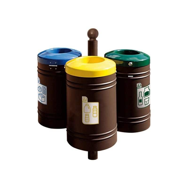 Corbeille de ville tri sélectif sur potelet Guyenne Boule 40L Prossentiel