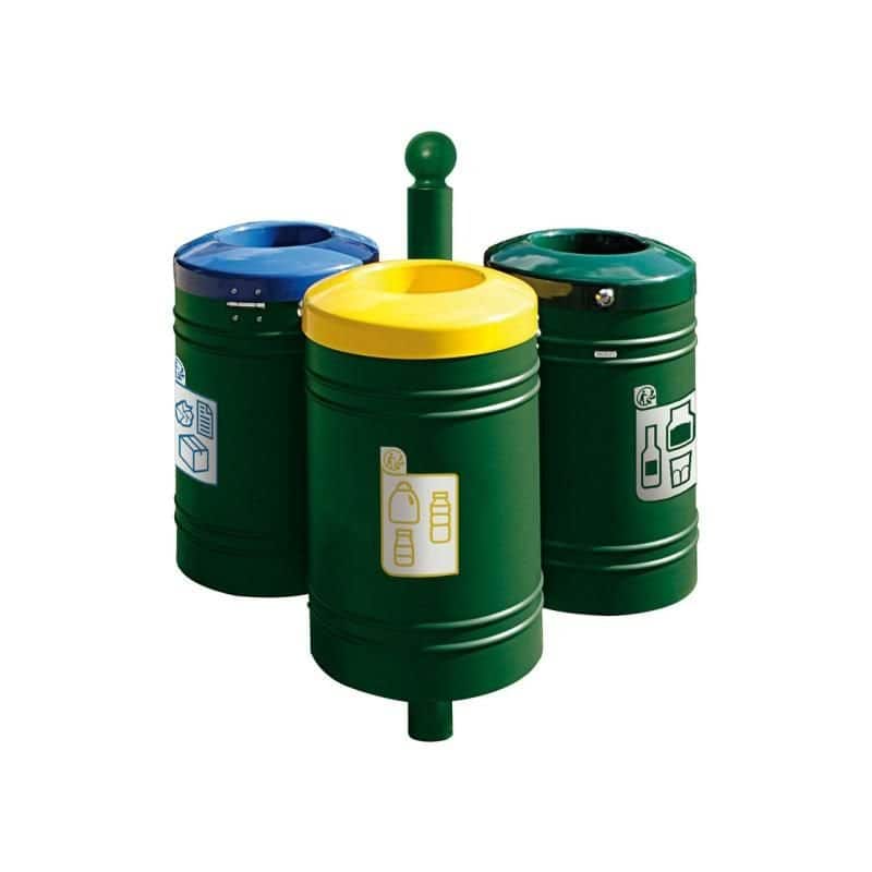 Corbeille de ville tri sélectif sur potelet Guyenne Boule 40L Prossentiel