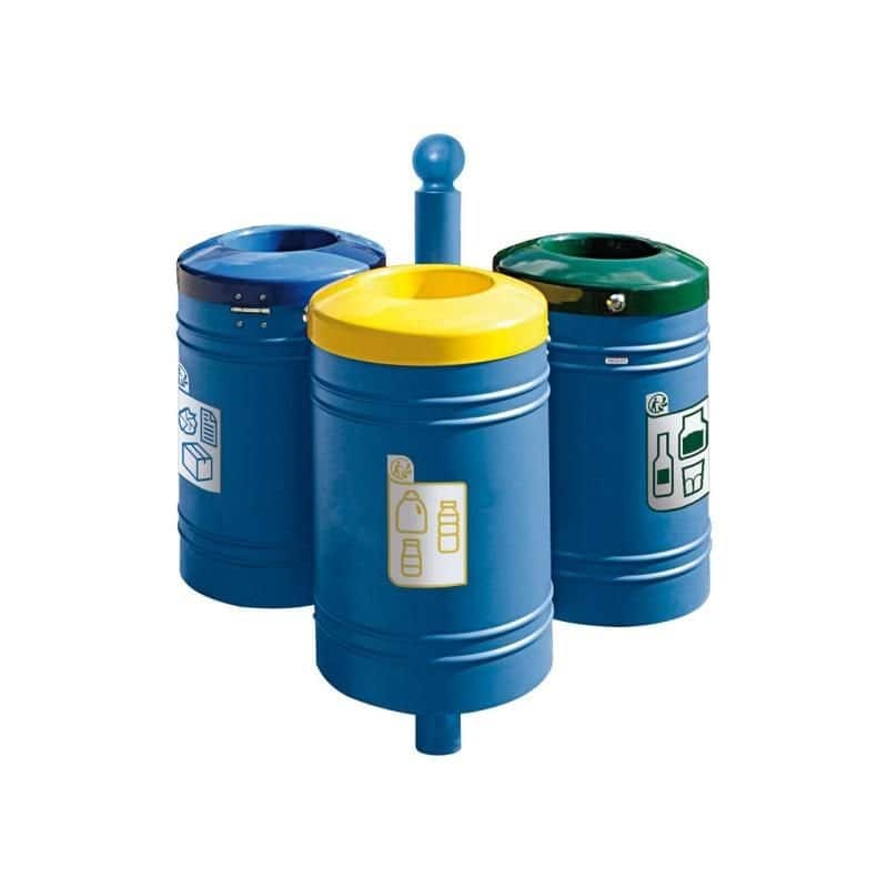 Corbeille de ville tri sélectif sur potelet Guyenne Boule 40L Prossentiel