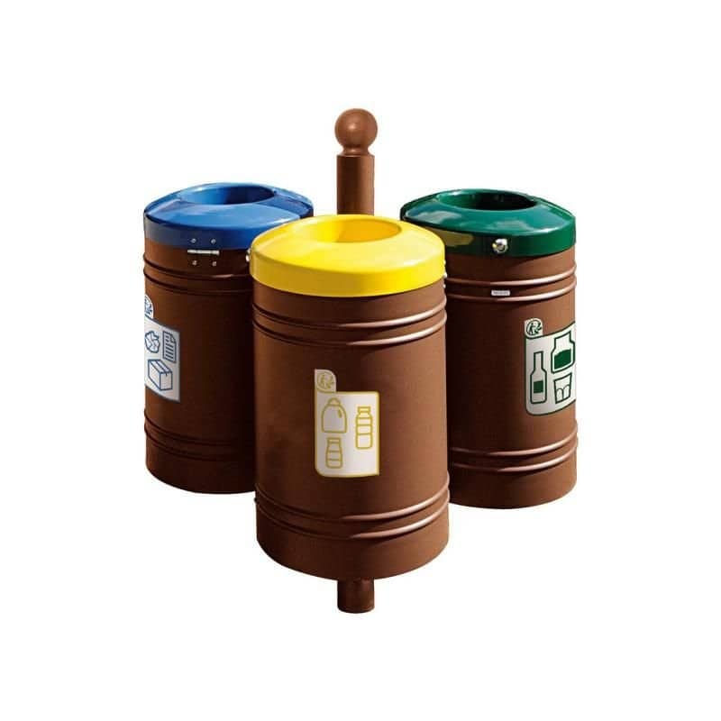 Corbeille de ville tri sélectif sur potelet Guyenne Boule 40L Prossentiel