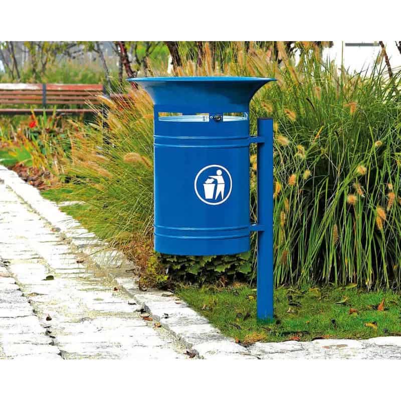 Corbeille urbaine sur poteau acier Vanoise 40L Prossentiel