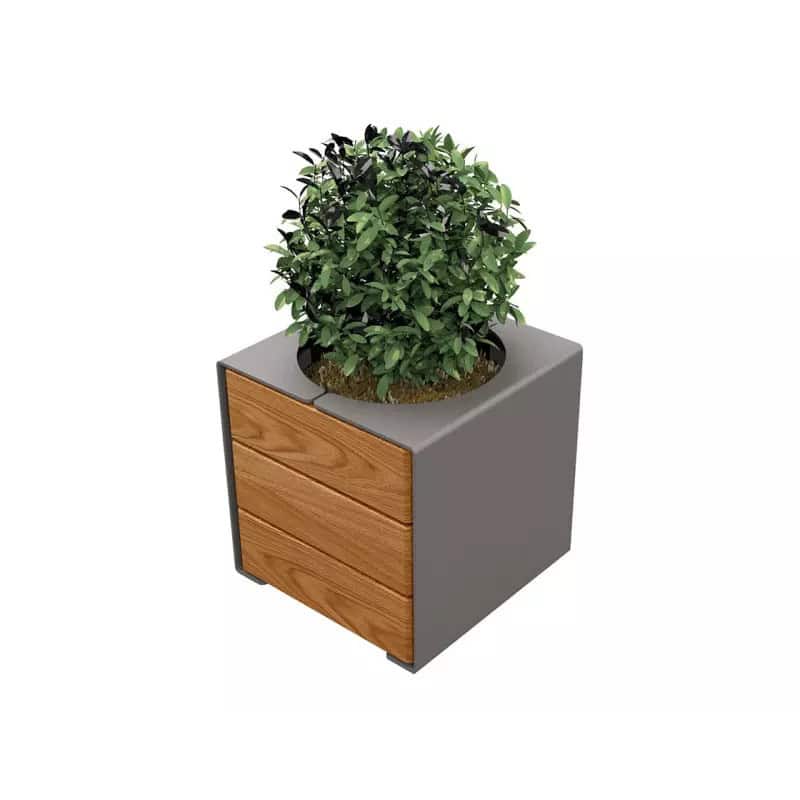 Bacs à fleurs carré acier et bois Kub Prossentiel