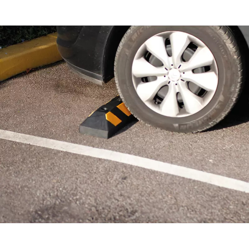 Butée de parking caoutchouc noir et jaune Prossentiel