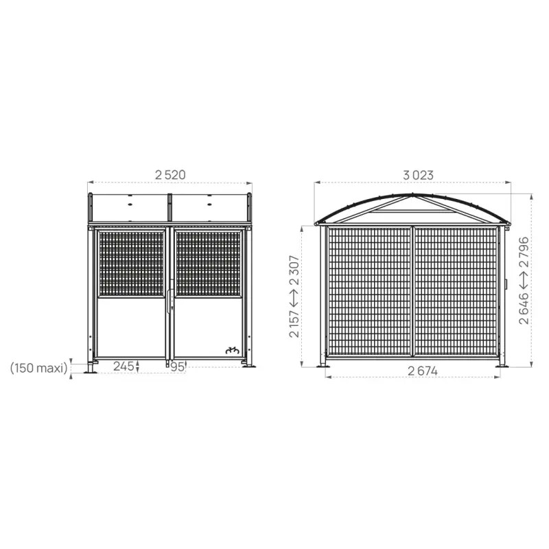 Abri vélos et motos sécurisé Voûte - format standard Prossentiel
