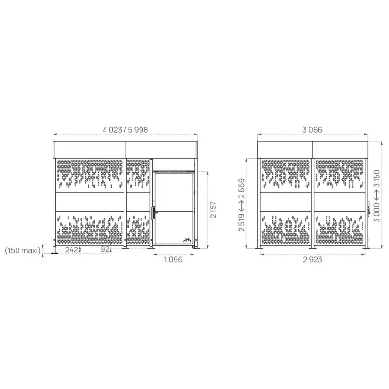 Abri vélos sécurisé Horizon avec bardages en acier et bois Prossentiel