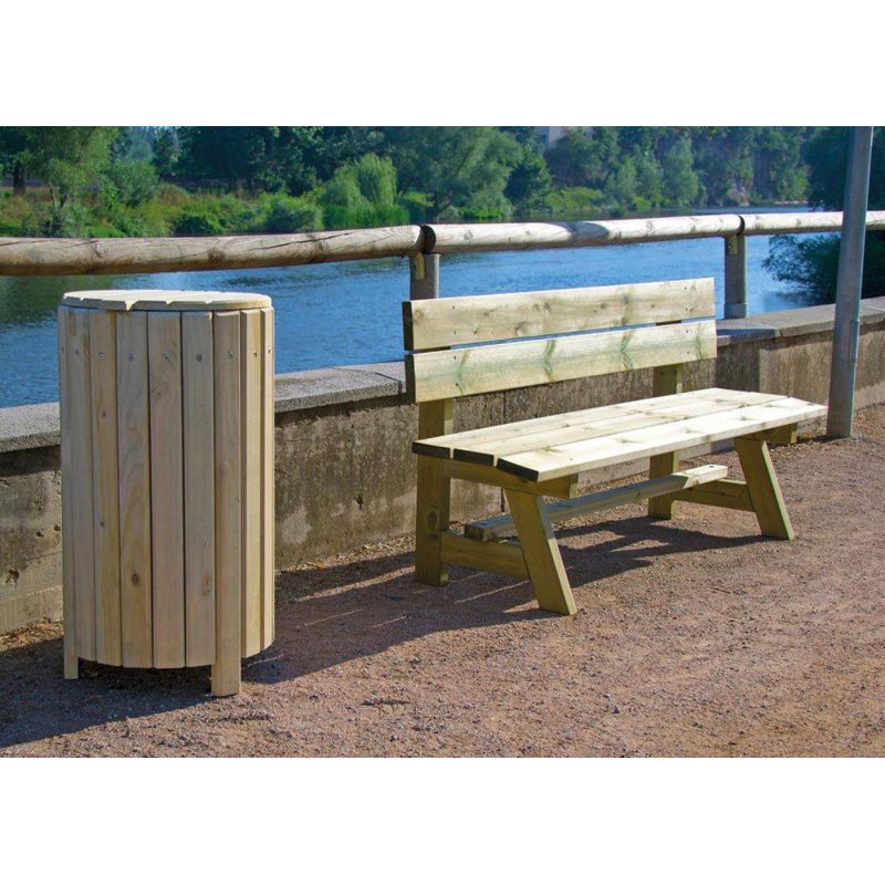 Corbeille ronde en bois naturel Rustica - 90L | Prossentiel