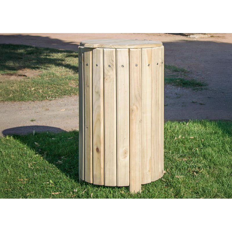 Corbeille ronde en bois naturel Rustica - 90L | Prossentiel