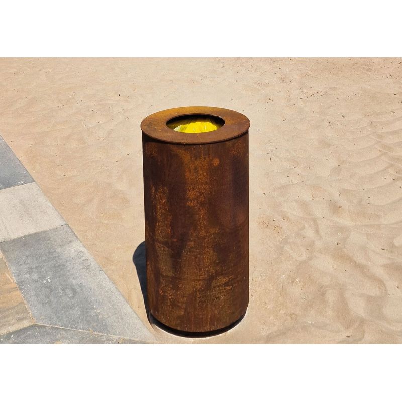 Corbeille urbaine en acier corten Olea - 85L | Prossentiel